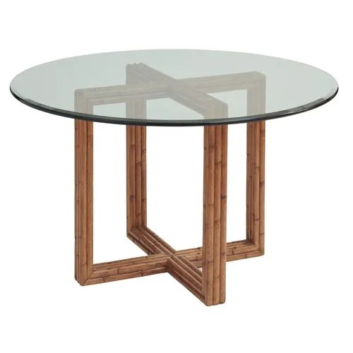 Palm Desert Sheridan Round 48" Glass-Top Dining Table - Natural - Tommy Bahama