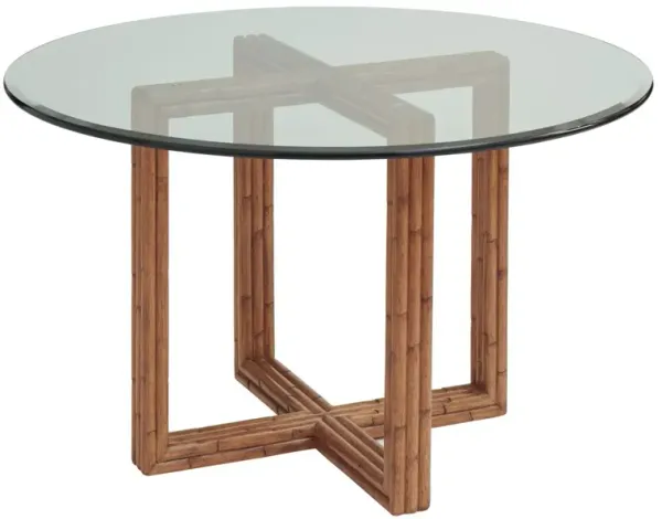 Palm Desert Sheridan Round 48" Glass-Top Dining Table, Natural