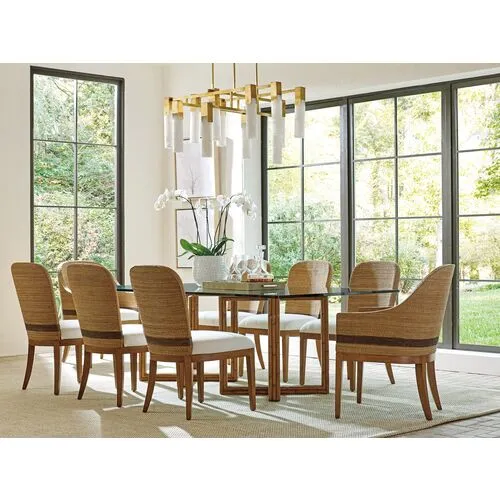 Palm Desert Sheridan 84" Rectangular Glass-Top Dining Table - Natural - Tommy Bahama