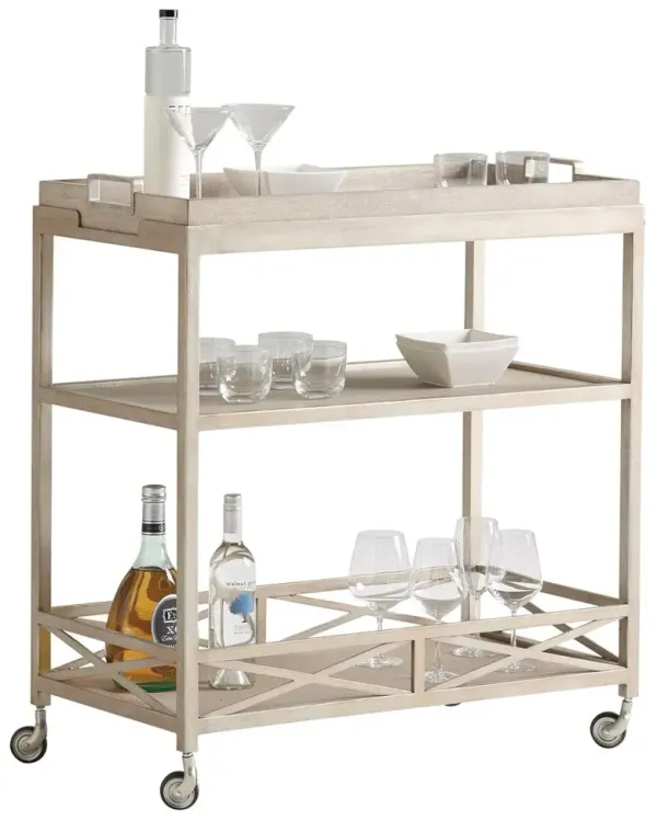Malibu Anacapa Metal Bar Cart, Warm Taupe