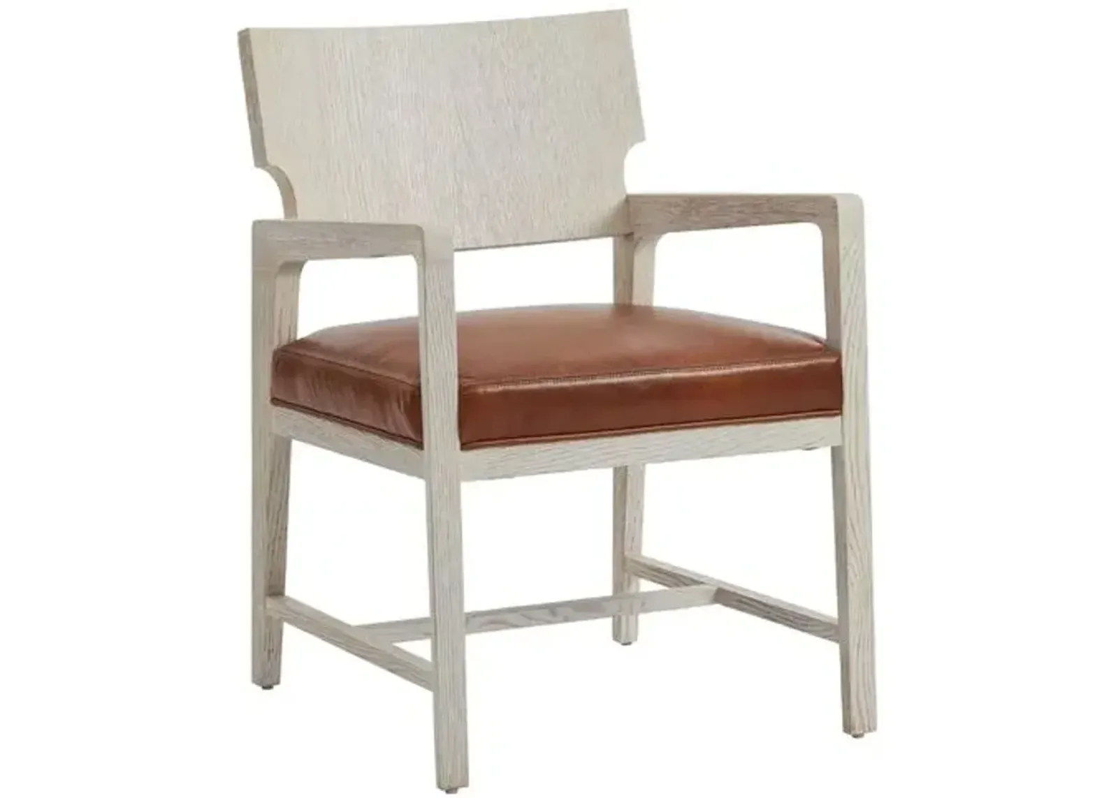 Carmel Ridgewood Dining Chair - Winter-White/Brown Leather - Barclay Butera