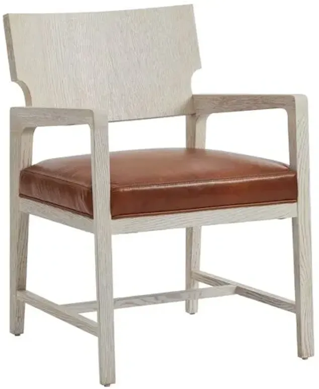 Carmel Ridgewood Dining Chair - Winter-White/Brown Leather - Barclay Butera