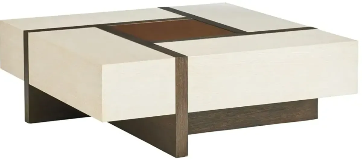 Carmel Links Square Cocktail Table, Winter-White/Dark Mocha