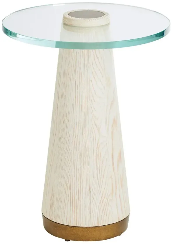 Carmel Laguna Castlewood Glass-Top Accent Table, Winter-White