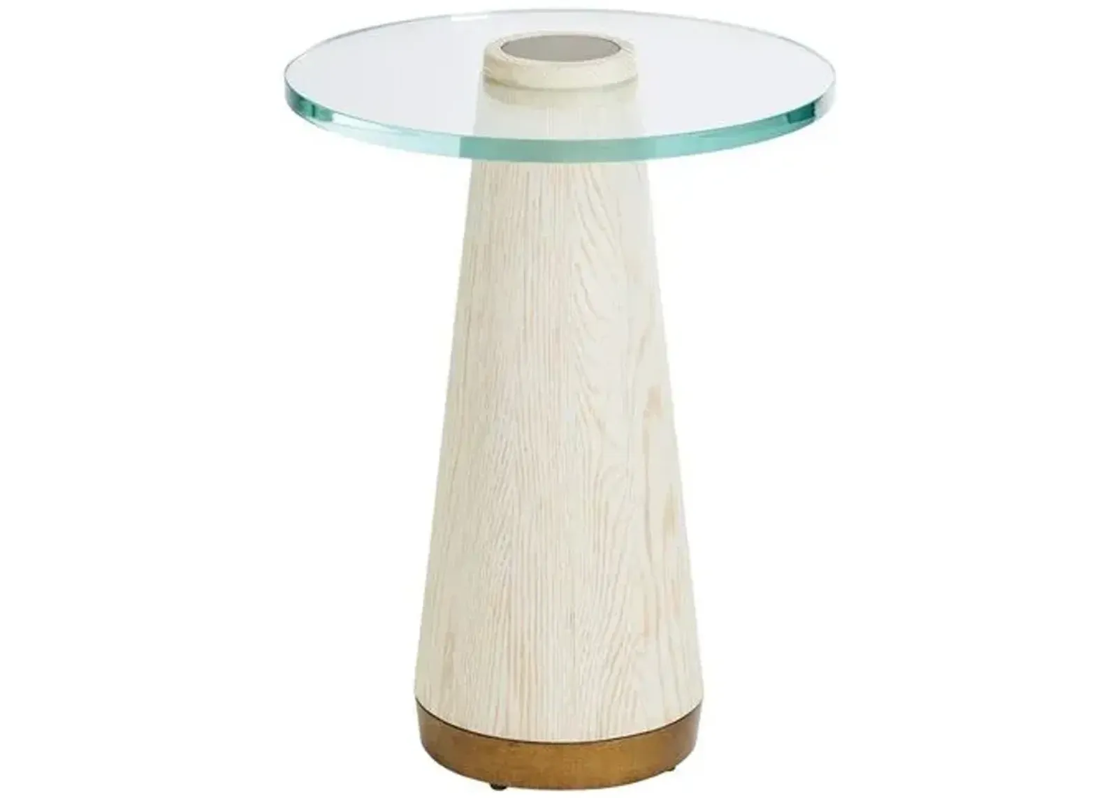 Carmel Laguna Castlewood Glass-Top Accent Table - Winter-White - Barclay Butera - 23.75H x 18W x 18D in