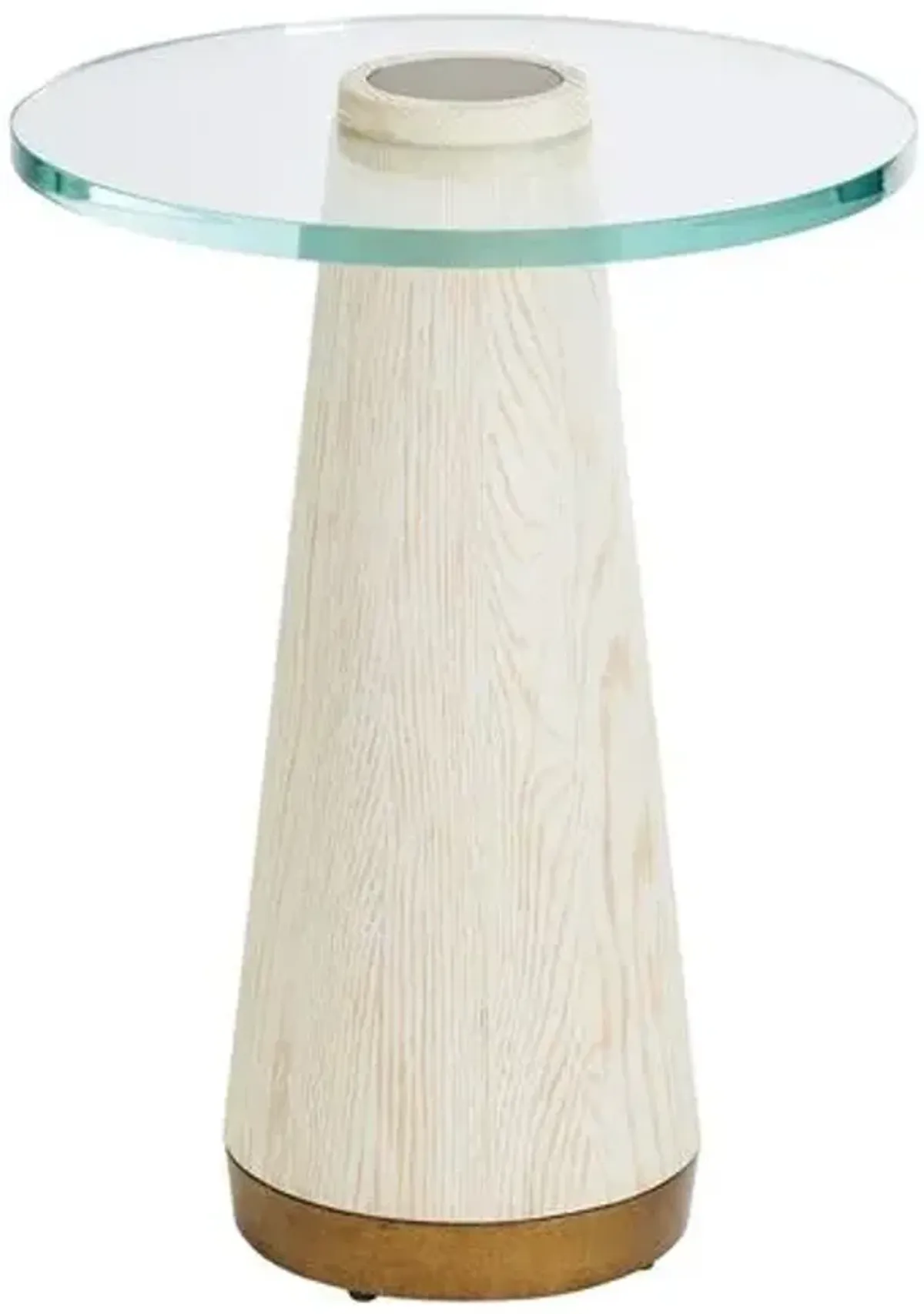 Carmel Laguna Castlewood Glass-Top Accent Table - Winter-White - Barclay Butera - 23.75Hx18Wx18D in