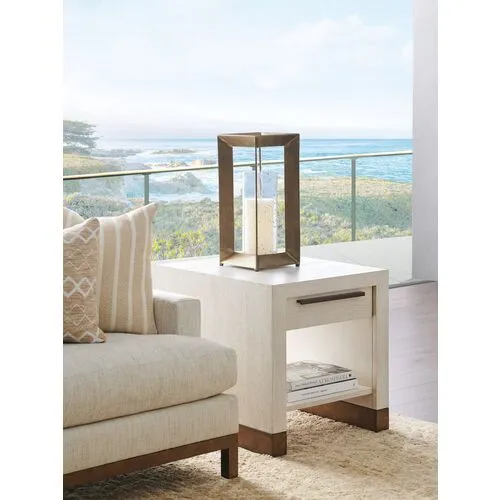 Carmel Huckleberry Drawer End Table - Winter-White - Barclay Butera