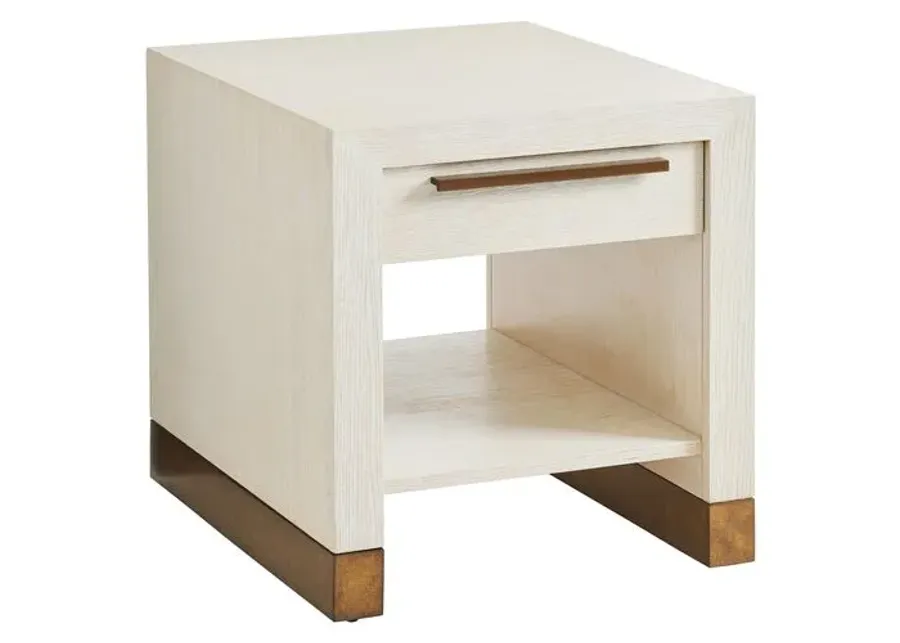 Carmel Huckleberry Drawer End Table - Winter-White - Barclay Butera