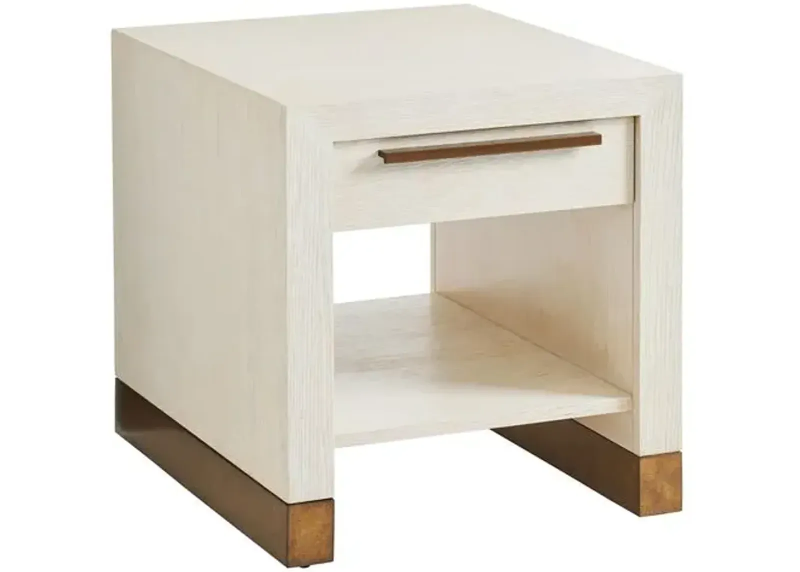 Carmel Huckleberry Drawer End Table - Winter-White - Barclay Butera