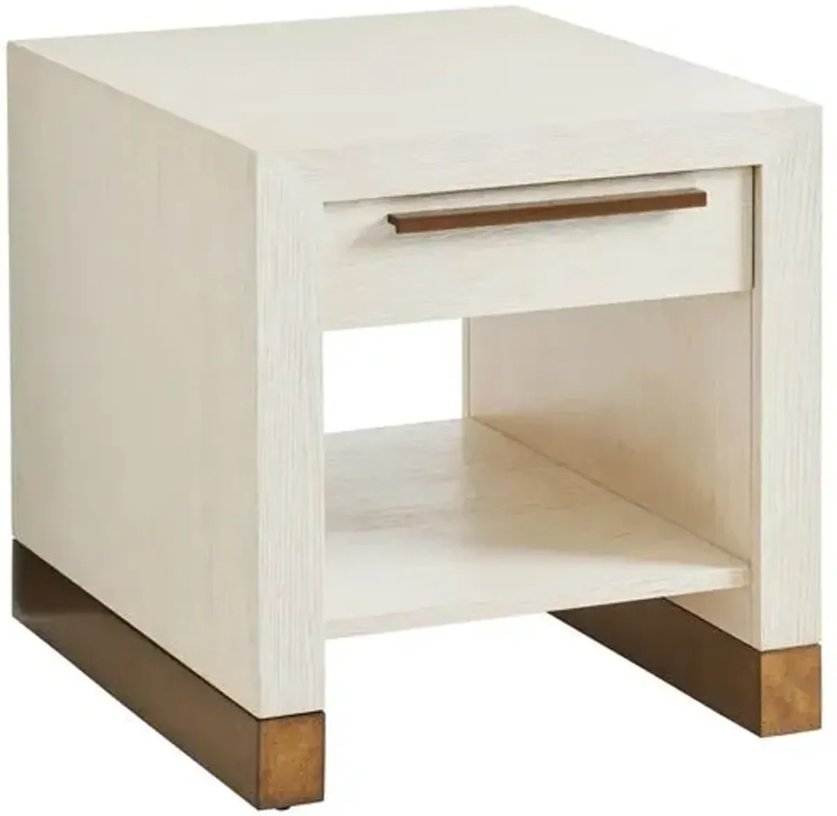 Carmel Huckleberry Drawer End Table - Winter-White - Barclay Butera