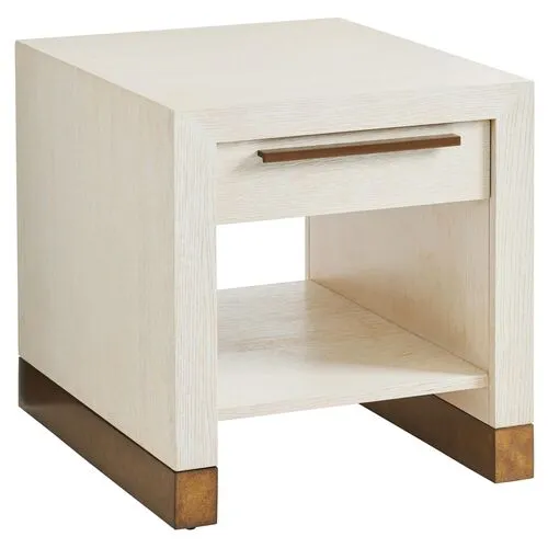 Carmel Huckleberry Drawer End Table - Winter-White - Barclay Butera