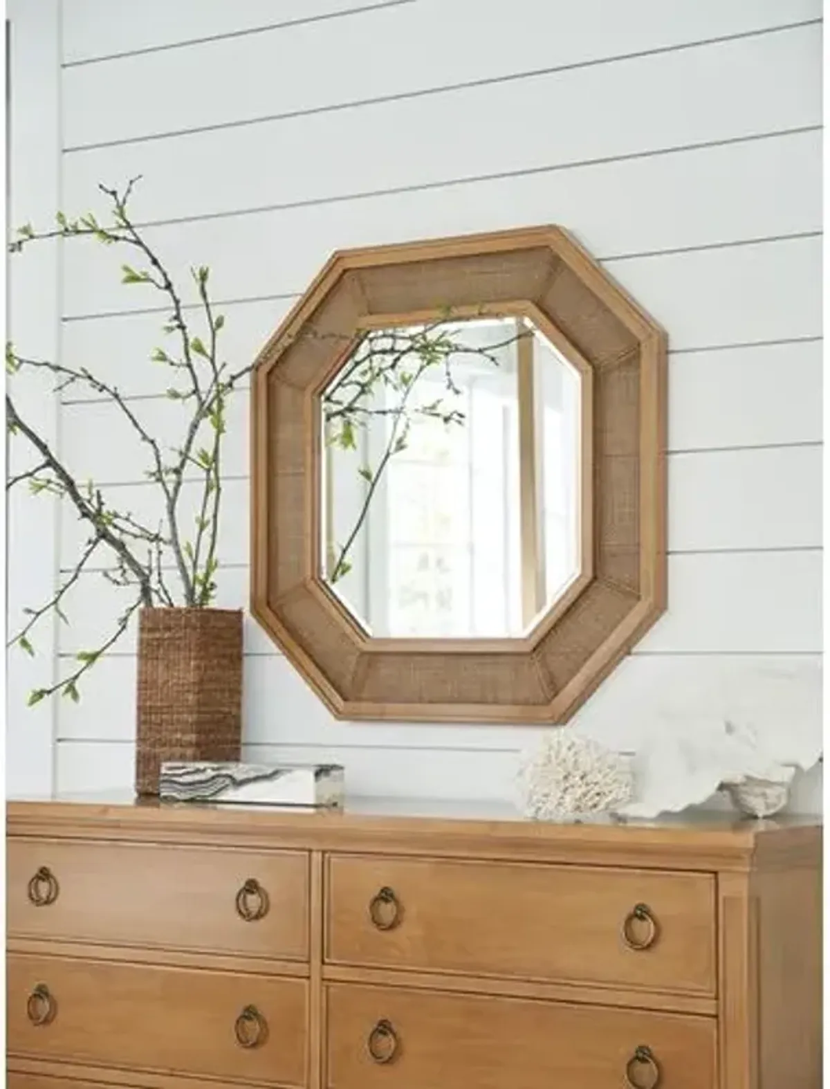 Laguna Thalia Octagonal Mirror - Natural - Barclay Butera - Brown