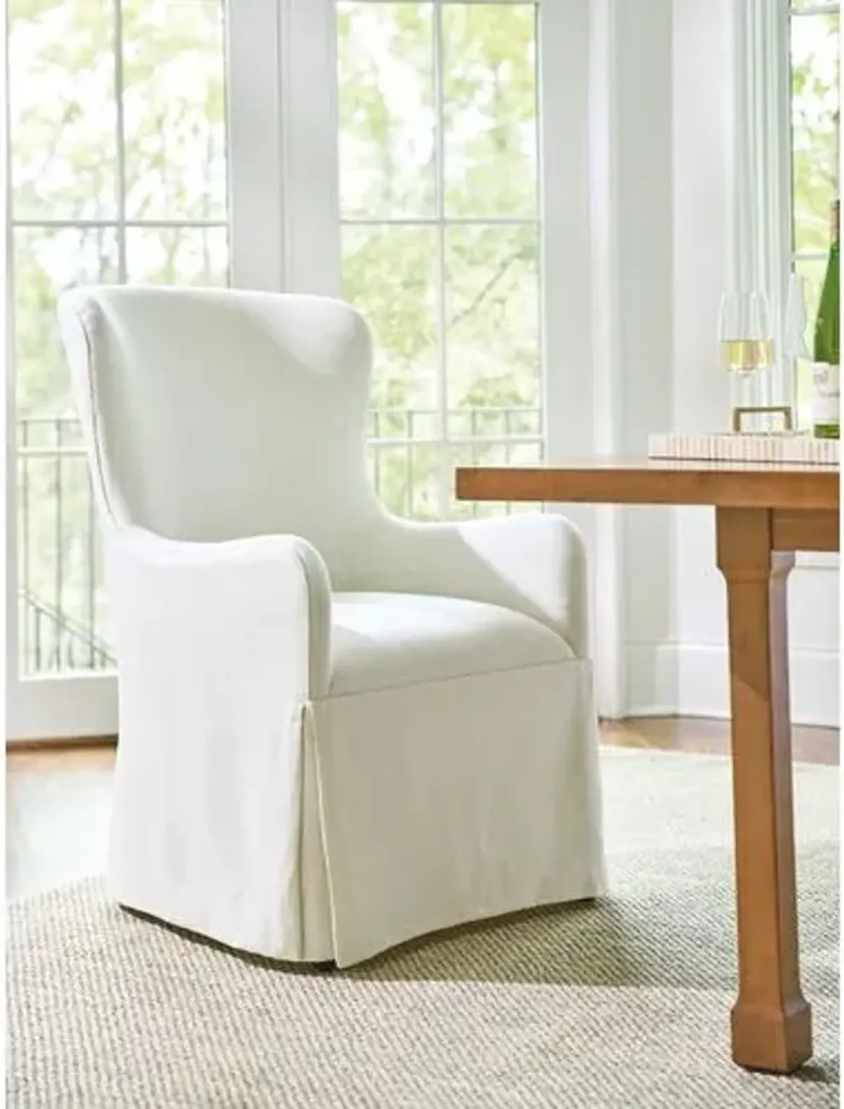 Laguna Aliso Upholstered Host Chair with Casters - White - Barclay Butera