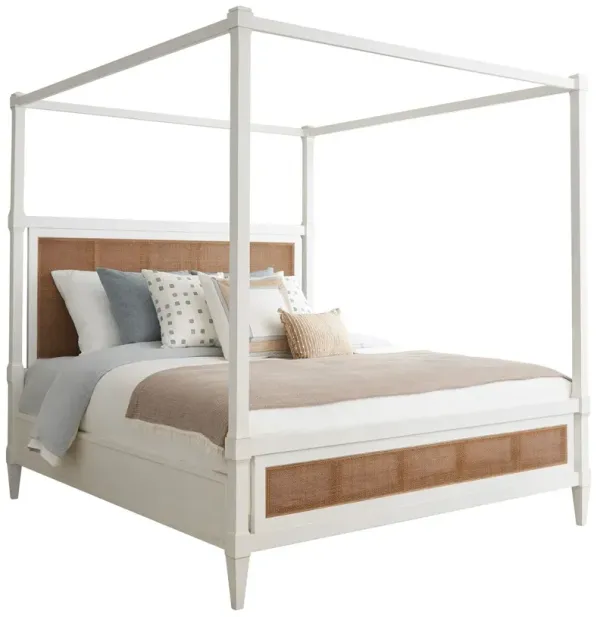 Laguna Strand Adjustable Poster Bed, White/Natural
