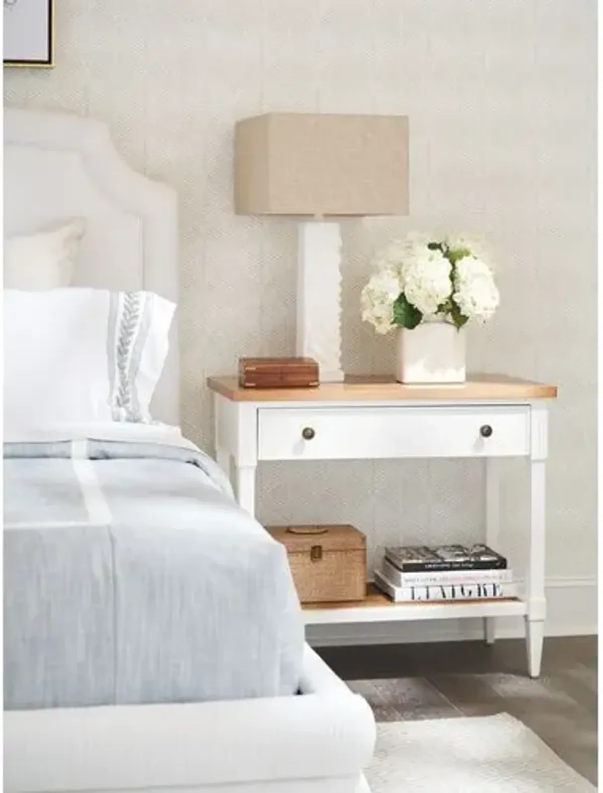 Laguna Aster Open Nightstand - White/Natural - Barclay Butera