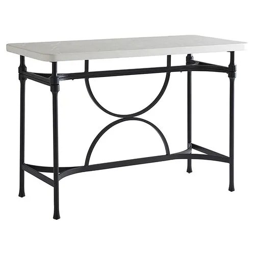 Pavlova High/Low Outdoor Bistro Table - White/Black - Tommy Bahama