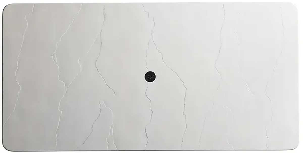 Pavlova Rectangular 84" Outdoor Dining Table, White/Black