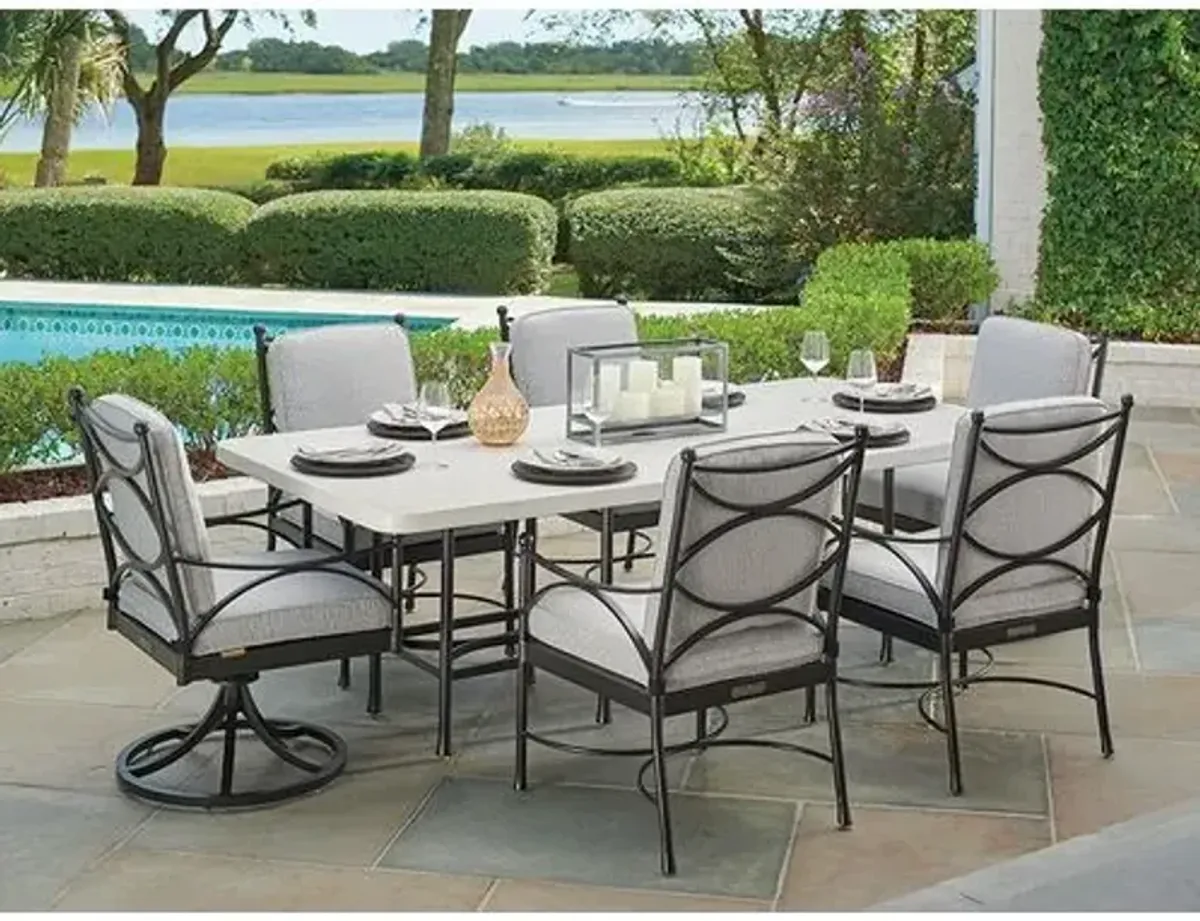 Pavlova Rectangular 84" Outdoor Dining Table - White/Black - Tommy Bahama