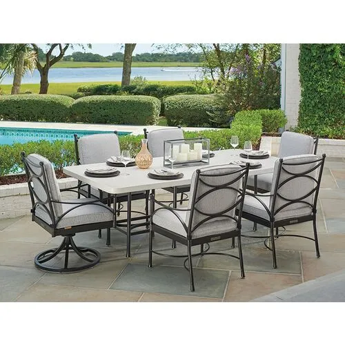 Pavlova Rectangular 84" Outdoor Dining Table - White/Black - Tommy Bahama