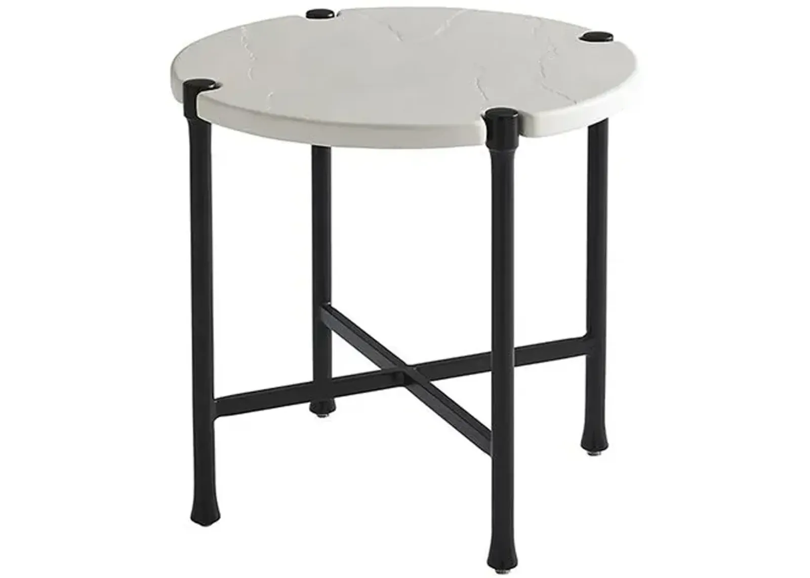 Pavlova Round Outdoor End Table - White/Black - Tommy Bahama