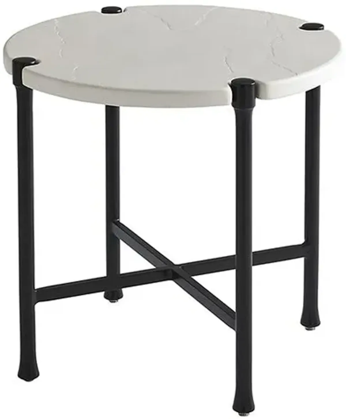 Pavlova Round Outdoor End Table - White/Black - Tommy Bahama