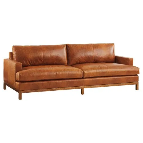 Horizon Leather Sofa - Cognac - Barclay Butera