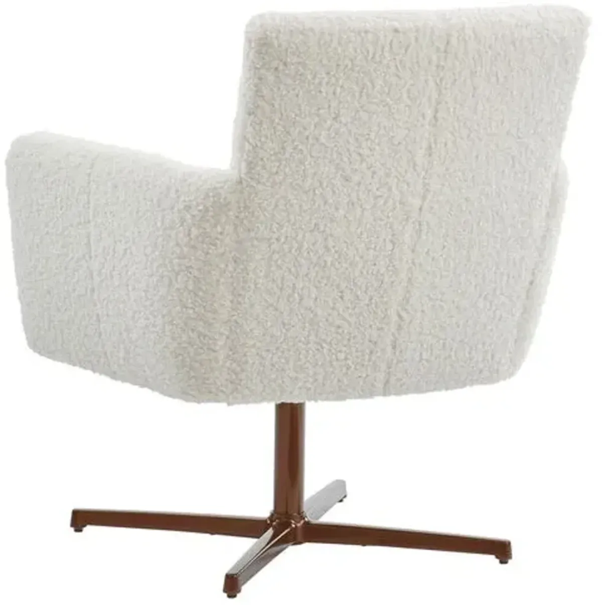 Brooks Faux-Sheepskin Swivel Chair - Cream - Barclay Butera