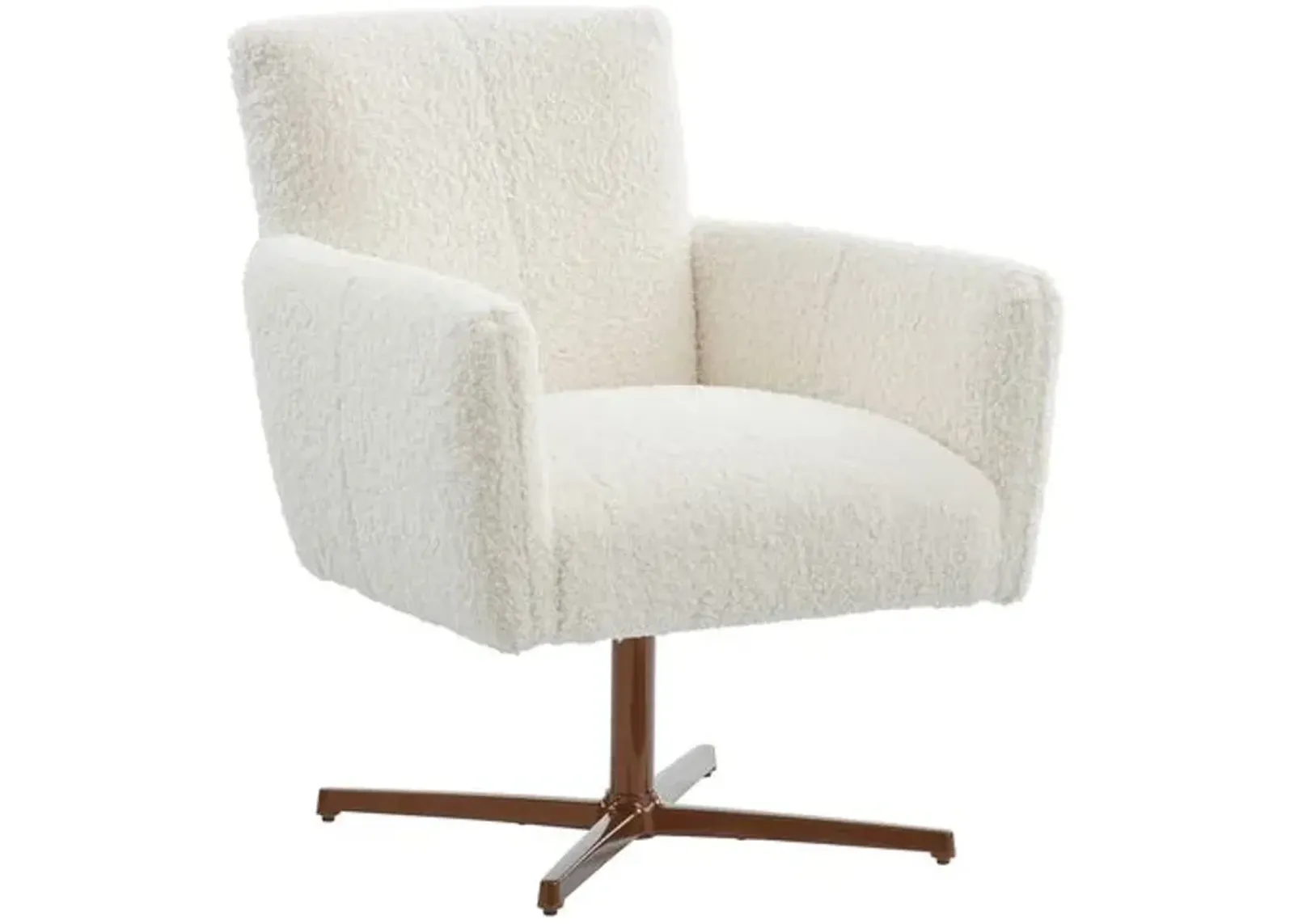 Brooks Faux-Sheepskin Swivel Chair - Cream - Barclay Butera