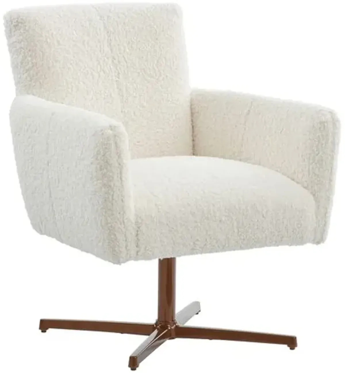 Brooks Faux-Sheepskin Swivel Chair - Cream - Barclay Butera