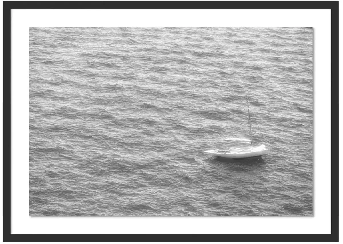 Little White Boat Black and White Photograph by Judith Gigliotti