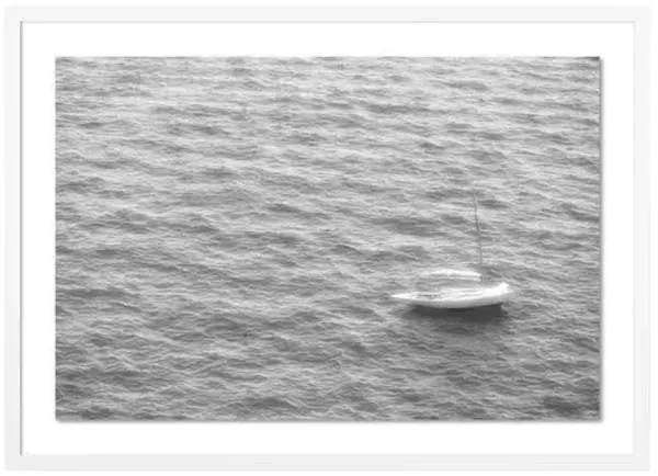 Little White Boat Black and White Photograph by Judith Gigliotti