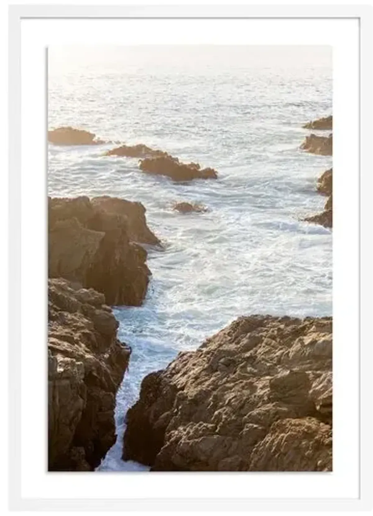 Breakthrough - Sea Rach - California Photograph by Carly Tabak - White