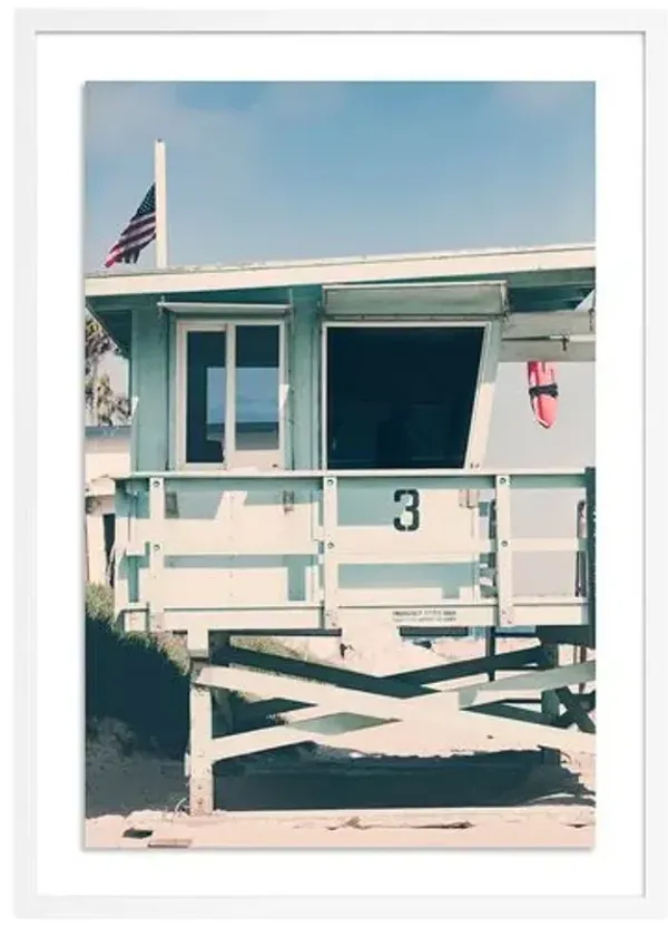 Malibu Lifeguard Tower - Malibu - California Photograph by Carly Tabak - White
