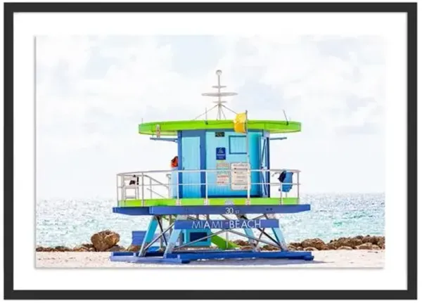 Miami Beach Lifeguard 30th Street - Miami Florida Photograph by Carly Tabak - Black
