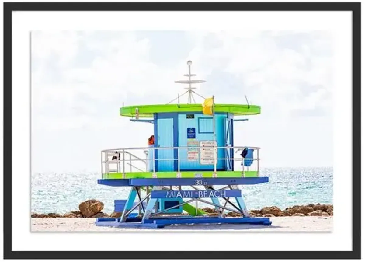 Miami Beach Lifeguard 30th Street - Miami Florida by Carly Tabak - Black