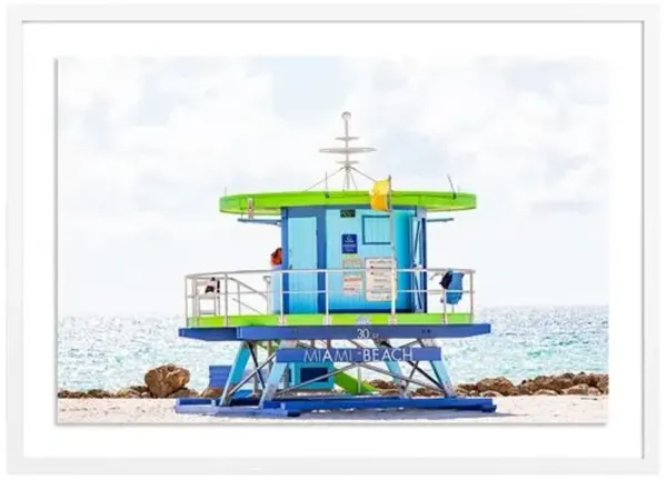 Miami Beach Lifeguard 30th Street - Miami Florida Photograph by Carly Tabak - White