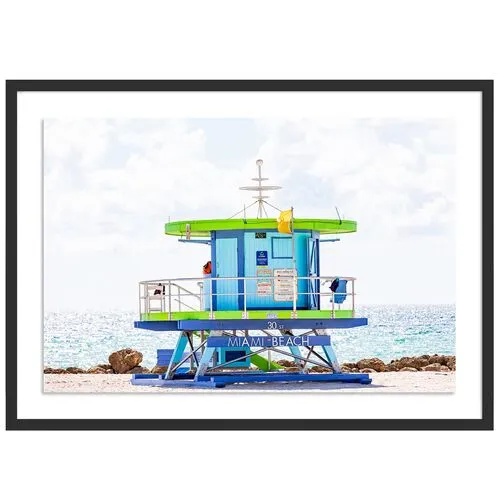 Miami Beach Lifeguard 30th Street - Miami Florida by Carly Tabak - Black