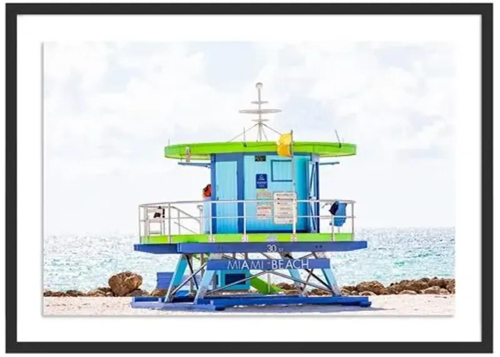 Miami Beach Lifeguard 30th Street - Miami Florida by Carly Tabak - Black