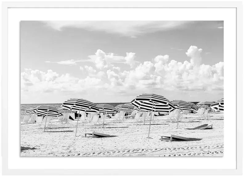 Miami Black and White Umbrellas - Miami, Florida Photograph by Carly Tabak