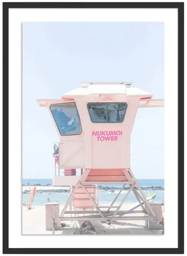 Pink Lifeguard Tower Hawaii Photograph by Carly Tabak