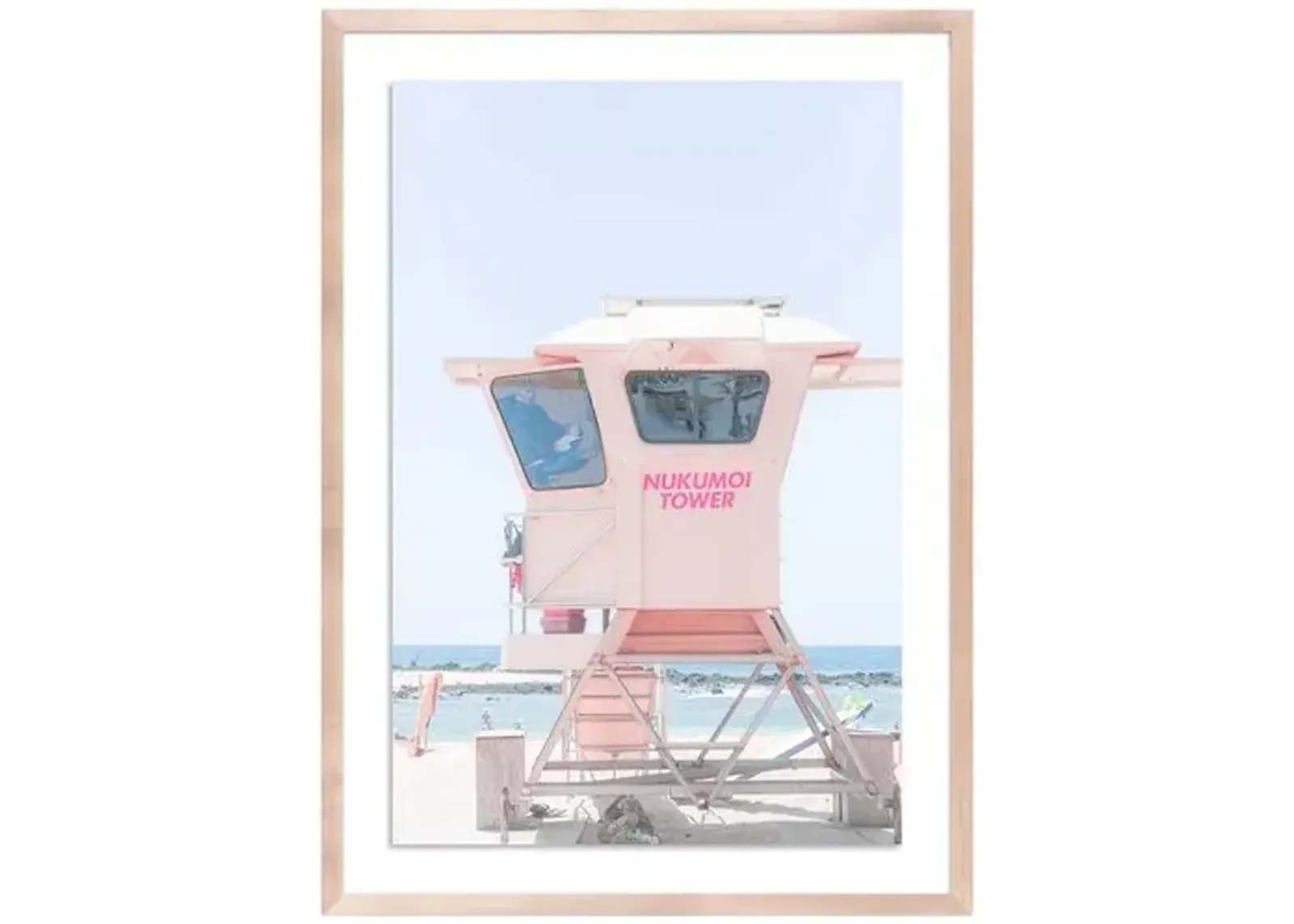 Pink Lifeguard Tower Hawaii by Carly Tabak - Clear