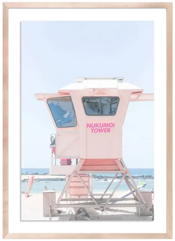 Pink Lifeguard Tower Hawaii Photograph by Carly Tabak