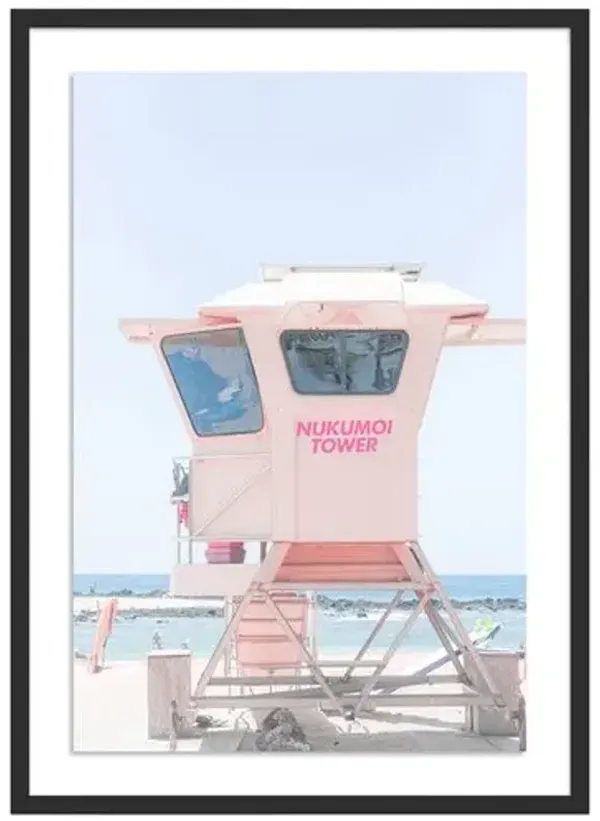 Pink Lifeguard Tower Hawaii Photograph by Carly Tabak - Black