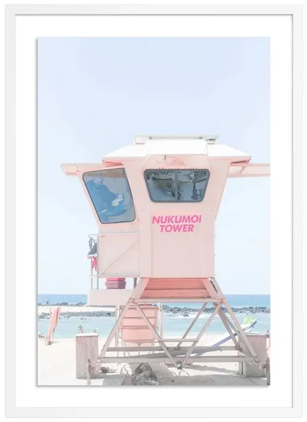 Pink Lifeguard Tower Hawaii Photograph by Carly Tabak