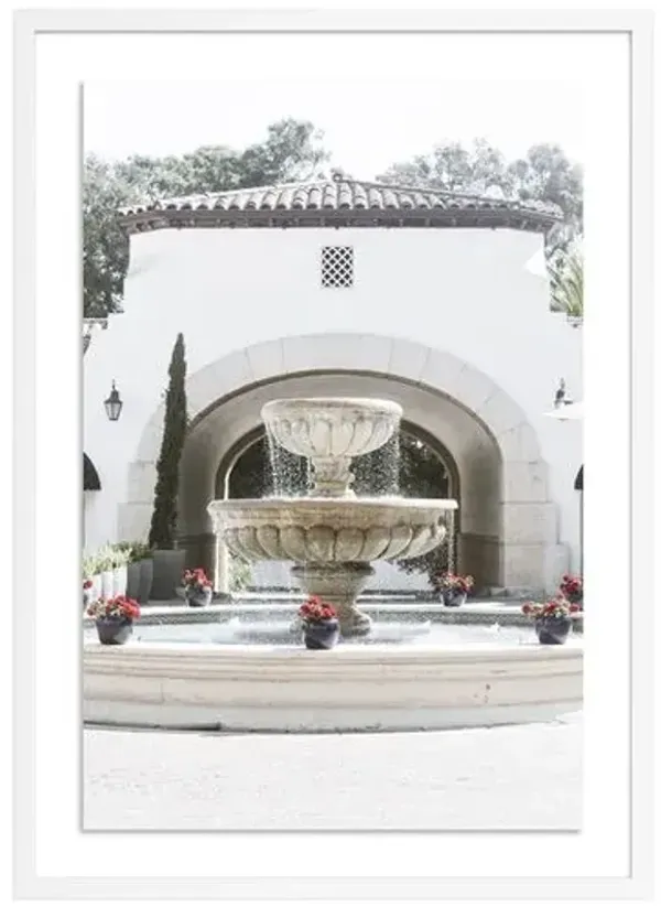 Santa Barabara Fountain - Santa Barbara - California Photograph by Carly Tabak - White