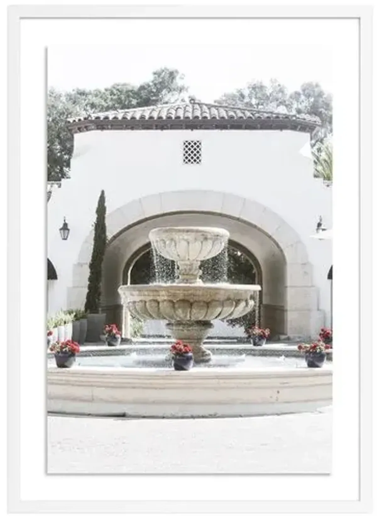 Santa Barabara Fountain - Santa Barbara - California by Carly Tabak - White