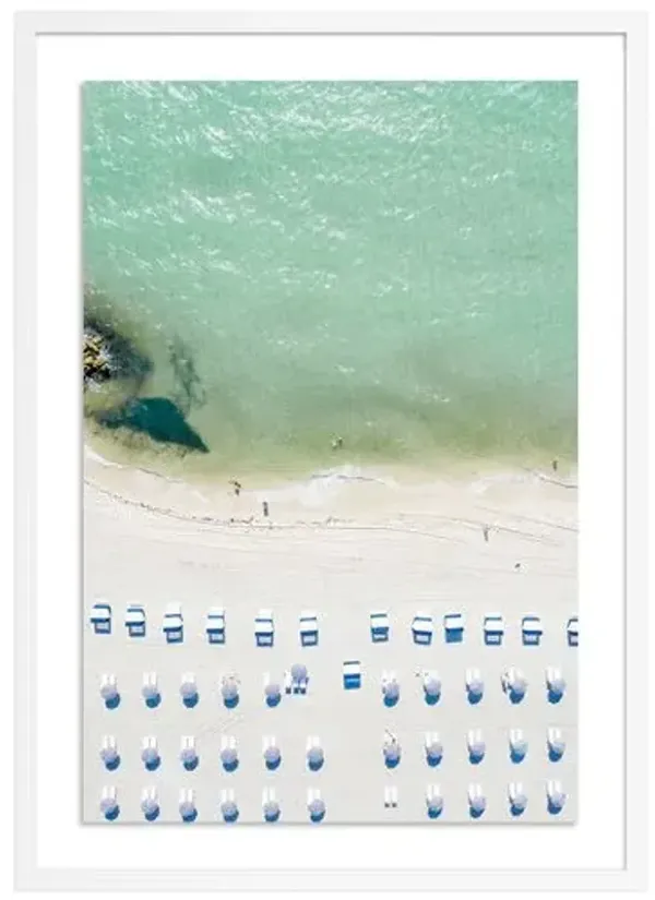 South Beach Umbrellas - Miami - Florida Photograph by Carly Tabak - White