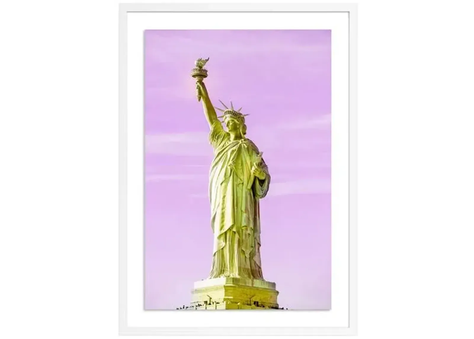 Statue of Liberty Yellow - New York by Carly Tabak - White