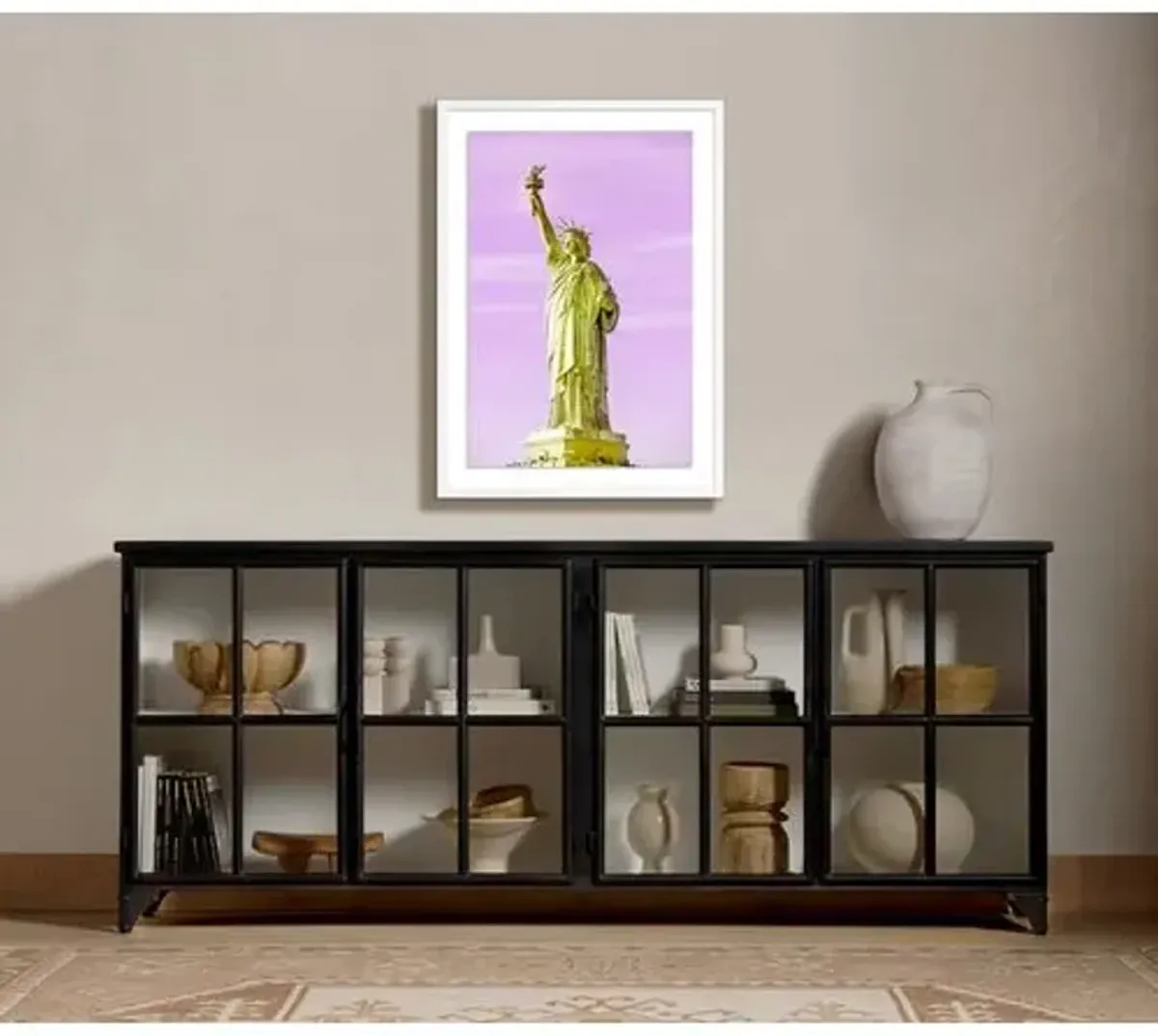 Statue of Liberty Yellow - New York by Carly Tabak - White