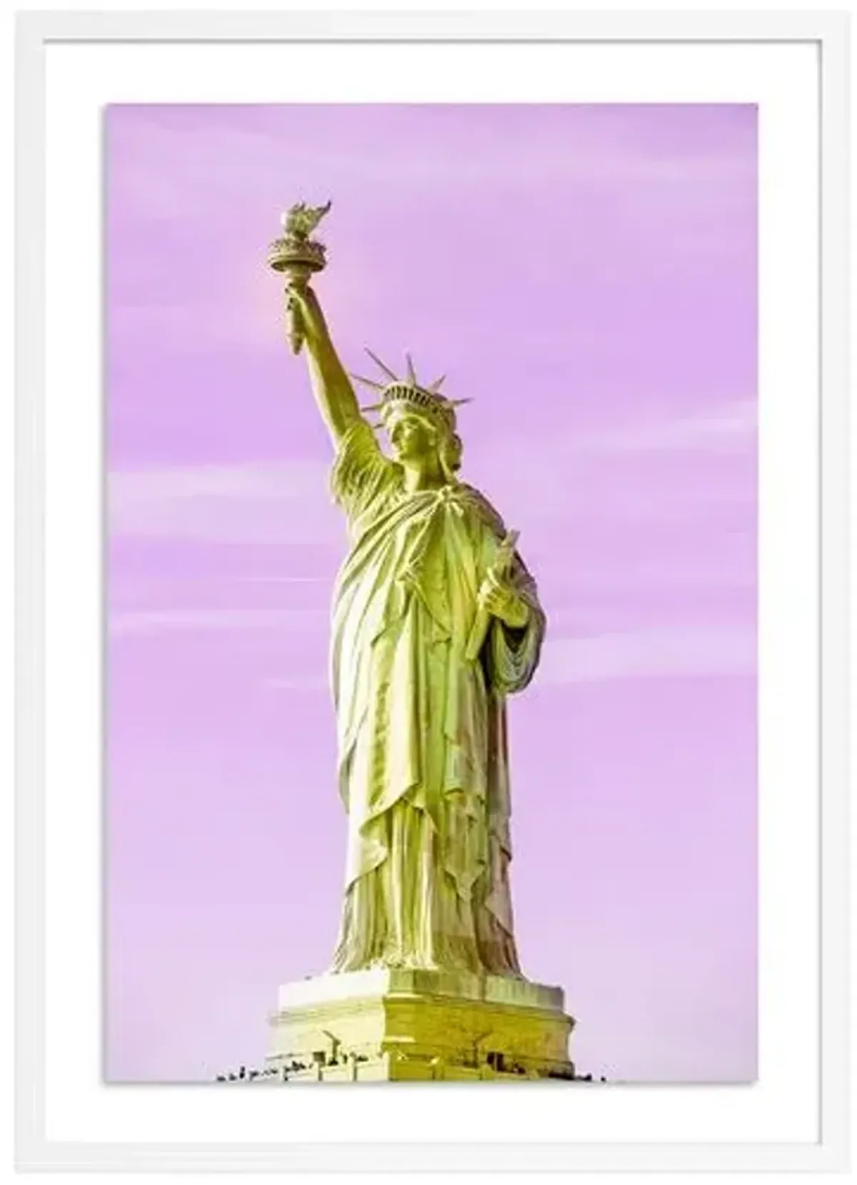 Statue of Liberty Yellow - New York Photograph by Carly Tabak - White